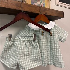 Green Plaid Kids Matching Set